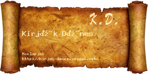 Kirják Dénes névjegykártya